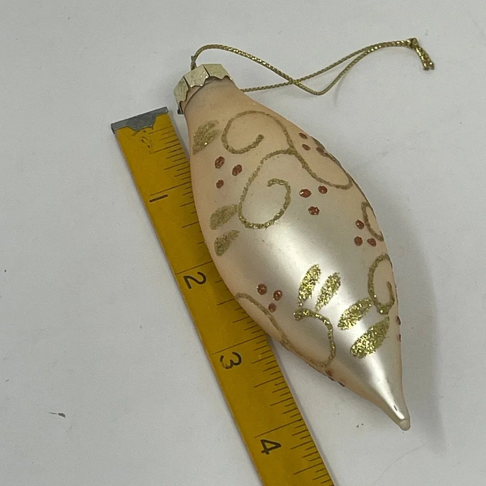Thomas Pacconi Museum Series Blown Glass Teardrop Christmas Ornament Champagne